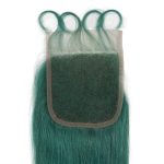 Human Hair 3 Bundles with Closure Straight Hair Weave Jade Green Color