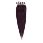 Human Hair 3 Bundles with Closure Straight Hair Weave Purple Color