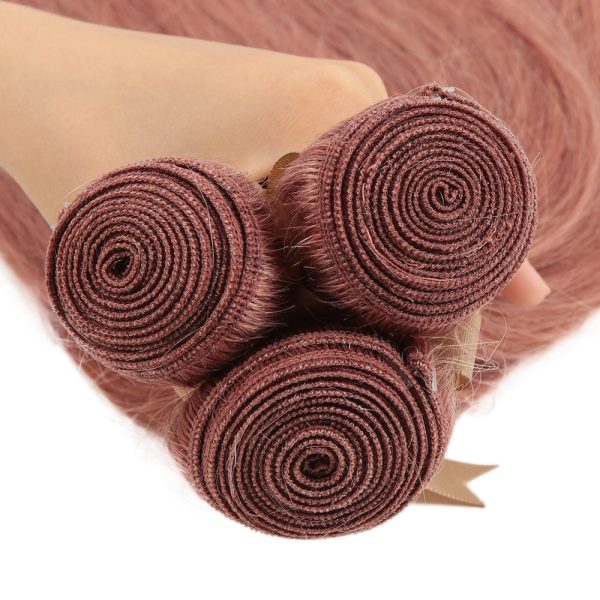 Pink Straight Weave Bundles Remy Human Hair Extensions 3 pieces Soft and Bouncy