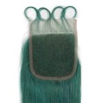 3 Bundles with Closure Virgin Human Hair Weave Jade Green Closure And Black Hair Bundles Skunk Stripe Human Hair