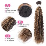 Honey Blonde Highlight Bundles With Closure Virgin Human Hair Highlight Curly Hair with 4x4 Transparent Lace Closure