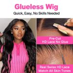 New Pre-bleached Knots Wear Go Glueless Wig Pre-cut HD Lace Kinky Curly Human Hair