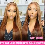 Highlights Ombre 4x6 HD Lace Wear Go Straight Glueless Wigs Pre Cut Lace Wig