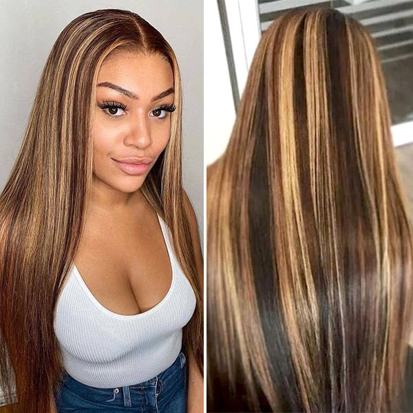 Highlights Ombre 4x6 HD Lace Wear Go Straight Glueless Wigs Pre Cut Lace Wig