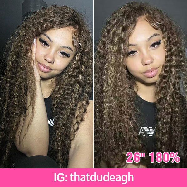 Pre Cut 4x6 HD Lace Water Wave Wear Go Highlights Ombre Hair Glueless Wig