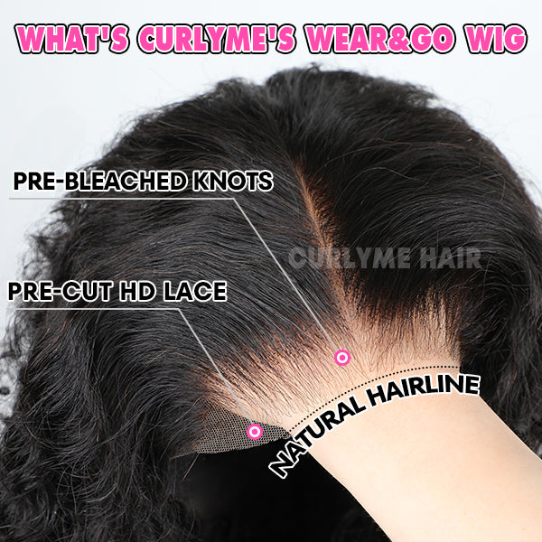 New Pre-bleached Knots Wear Go Glueless Wig Pre-cut HD Lace Afro Curly Human Hair