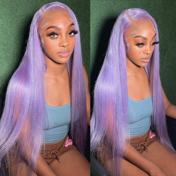 New Light Lavender Wig Straight/Body Wave Human Hair Wigs Glueless Transparent HD Lace Wigs