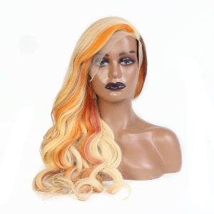 Ginger Blonde Mix Color 13x4 Transparent Lace Wig Highlight 613 Honey Blonde Body Wave Wig