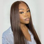 Youtuber Same #4 Color Chestnut 13x4 Transparent Lace Frontal Wig Honey Brown Color Wig