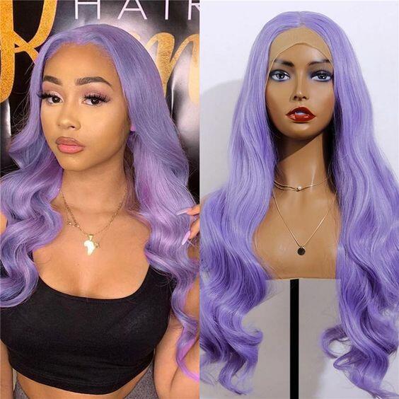 New Light Lavender Wig Straight/Body Wave Human Hair Wigs Glueless Transparent HD Lace Wigs