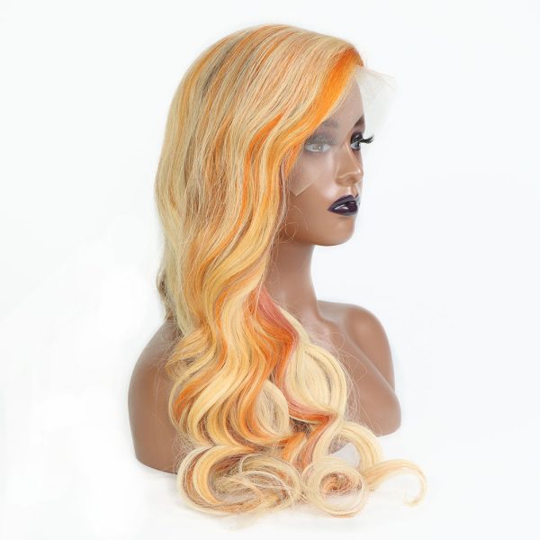 Ginger Blonde Mix Color 13x4 Transparent Lace Wig Highlight 613 Honey Blonde Body Wave Wig