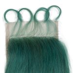 Human Hair 3 Bundles with Closure Straight Hair Weave Jade Green Color