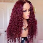 99J Color Burgundy Deep Wave Hair HD Lace Front Wig 180% Density