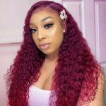 99J Color Burgundy Deep Wave Hair HD Lace Front Wig 180% Density