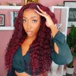 99J Color Burgundy Deep Wave Hair HD Lace Front Wig 180% Density