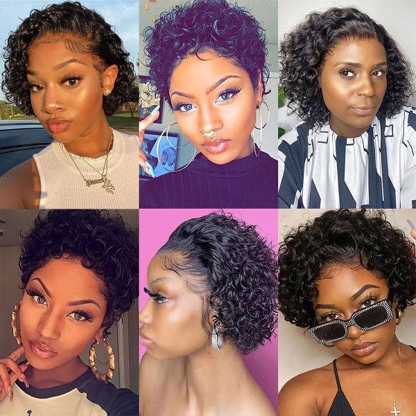 Bouncy Water Wave | 13x4 HD Lace Glueless Pixie Cut Wig | 180% Density