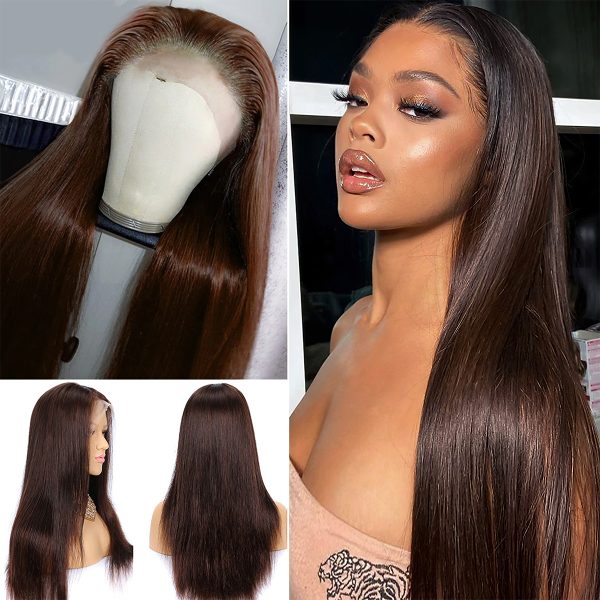 #4 Brown Color 13x4 Straight HD Lace Front Wig 180 Density