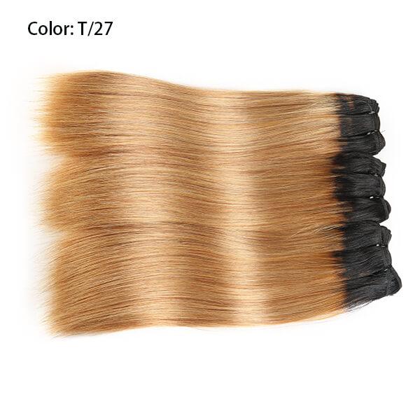 15A Quality Hair Bundles Straight Double Drawn Remy Hair Wefts Unprocessed Human Hair Bundles Ombe 1B/Orange