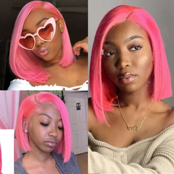 Colorful Bob Wig Straight Short Bob HD Lace Front Wig 180 Density