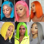 Colorful Bob Wig Straight Short Bob HD Lace Front Wig 180 Density