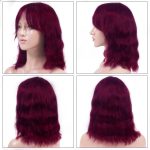 99J Burgundy Loose Deep Wave Short Bob Wigs With Bang Full Machine Made Wig