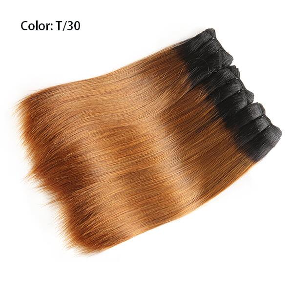 15A Quality Hair Bundles Straight Double Drawn Remy Hair Wefts Unprocessed Human Hair Bundles Ombe 1B/Orange