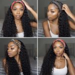 Headband Deep Wave Human Hair Wigs | 150 Density No Glue Silk Scarf