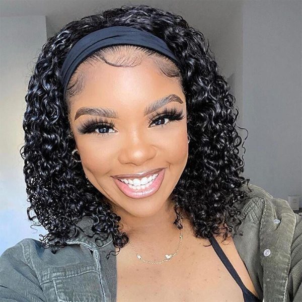 Short Headband Deep Wave Human Hair Wigs | 150 Density