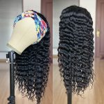 Headband Deep Wave Human Hair Wigs | 150 Density No Glue Silk Scarf