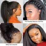 Kinky Straight 360 HD Lace Frontal Wig Yaki Virgin Human Hair Wig