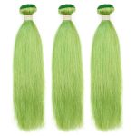 Human Hair 3 Bundles Straight Hair Weave Biscay Green Color