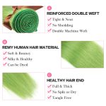 Human Hair 3 Bundles Straight Hair Weave Biscay Green Color