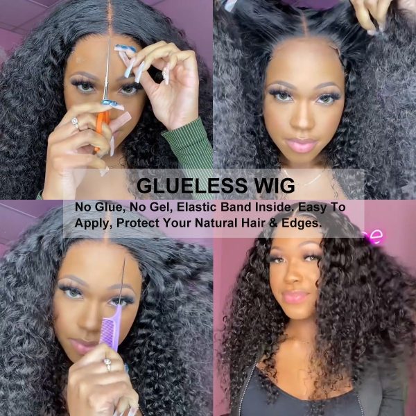 5x5 13x4 13x6 Deep Curly Glueless Lace Front Wig HD Invisible Human Hair Wig