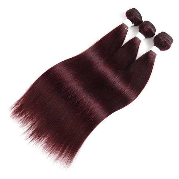 Remy Human Hair Bundles With Closure Straight Hair Burgundy Remy Peruvian Dyed 3 Bundles With Frontal 4x4 Brazilian Human Hair 99J