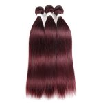 Remy Human Hair Bundles With Closure Straight Hair Burgundy Remy Peruvian Dyed 3 Bundles With Frontal 4x4 Brazilian Human Hair 99J