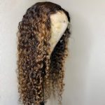 Deep Curly Balayage Highlight Honey Blonde Human Hair Wigs 13x4 Hd Transparent Lace Front Wigs