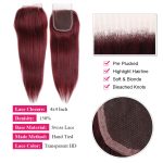 Remy Human Hair Bundles With Closure Straight Hair Burgundy Remy Peruvian Dyed 3 Bundles With Frontal 4x4 Brazilian Human Hair 99J