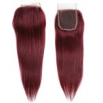 Remy Human Hair Bundles With Closure Straight Hair Burgundy Remy Peruvian Dyed 3 Bundles With Frontal 4x4 Brazilian Human Hair 99J