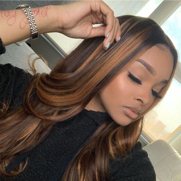 Honey Blonde Body Wave HD Lace Front Wig 1B/30 Highlight Wig