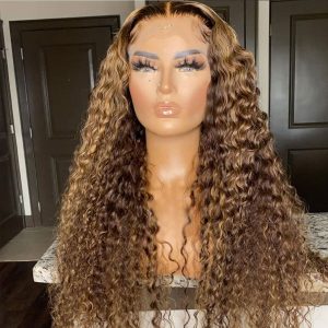 Highlight Honey Blonde Deep Wave HD Lace Front Wig