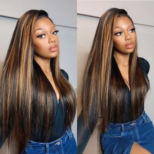 Highlight 1B/30 Honey Blonde Straight 13x4 HD Lace Front Wig