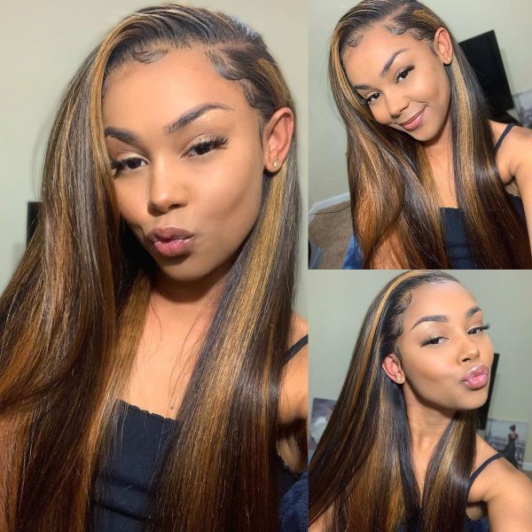 Highlight 1B/30 Honey Blonde Straight 13x4 HD Lace Front Wig