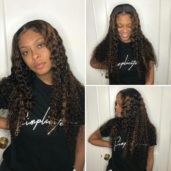 1b/30 Highlight Water Wave Wig |13x4 HD Lace Front Wig