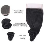 12A Grade Human Hair Loose Wave Bundles With Closure Brazilian Remy Human Hair 3/4Bundles With Swiss Lace Closure Natural Black