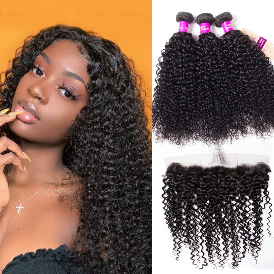 Starshow Curly 3 Bundles With 13x4 HD Lace Frontal Ear to Ear Lace Frontal
