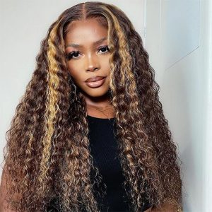Water Wave 13x6 Lace Frontal Balayage Highlight Wigs Transparent HD Lace Wigs