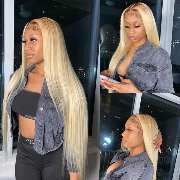 613 Blonde Wig With Dark Roots Human Hair 13x4 HD Lace Front Wigs