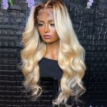 613 Blonde Wig With Dark Roots Human Hair 13x4 HD Lace Front Wigs