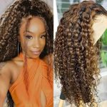 Deep Curly Balayage Highlight Honey Blonde Human Hair Wigs 13x4 Hd Transparent Lace Front Wigs