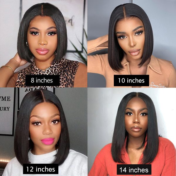 10 Inch Black Medium Bob Straight Wig | 5x5 6x6 HD Lace Closure Wig